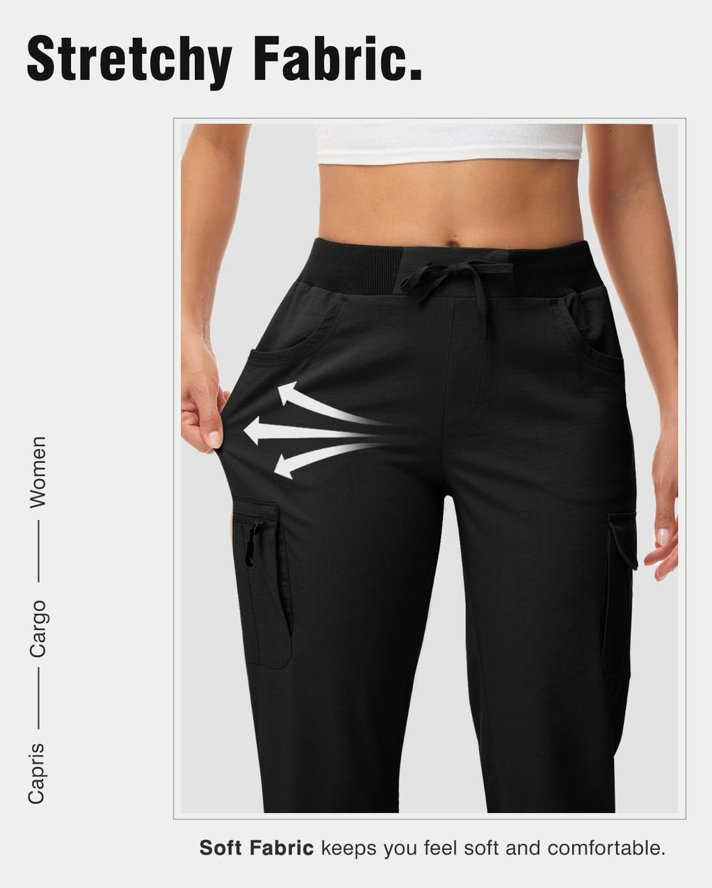TBMPOY Womens Cargo Capris with Pockets Lightweight Hiking Capris Pants Quick Dry Casual Cropped Pants Summer Trip Cotton Black M