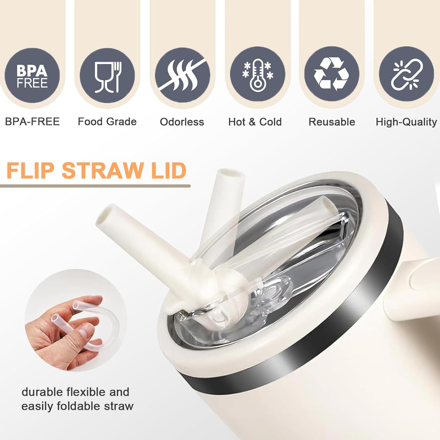 Stanley | 2-Pack 40 oz Flip Straw Leak-Proof Lid Replacement - No Spill Cover for H2.0 Quencher