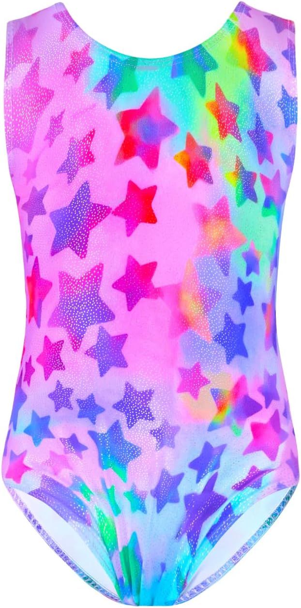 TENVDA Gymnastics Leotards - Sparkly Colorful One-Piece Outfit for Girls | Sizes 2-12 Years
