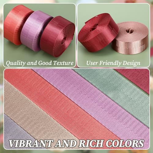 Nylon Webbing Straps 1 Inch Wide 3.3 Yards per Roll - 24 Colors for DIY Crafts & Bags - Retro Colors Variation