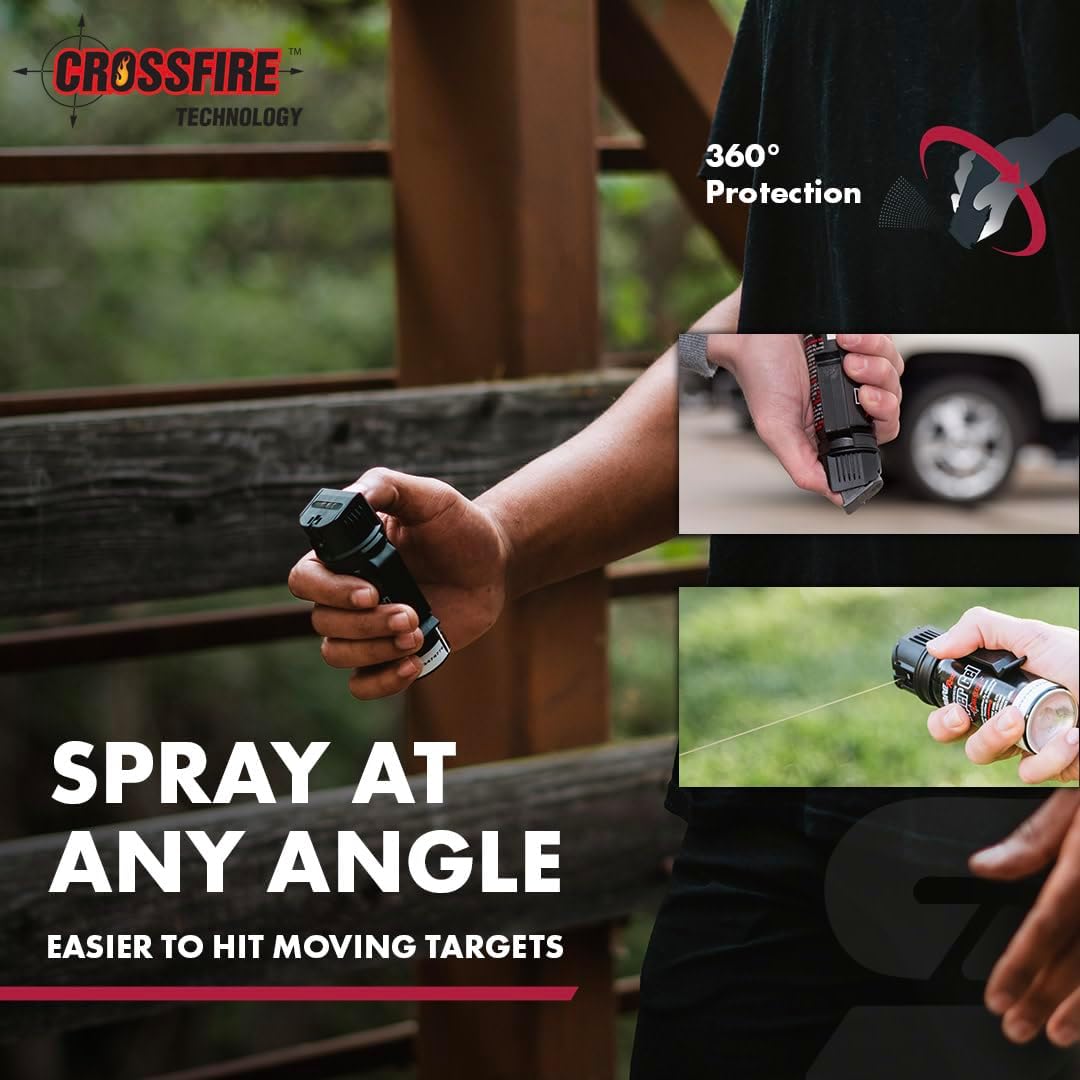 SABRE Crossfire Pepper Gel - Max Police Strength OC Spray | Deploys At Any Angle, 1.5 fl oz