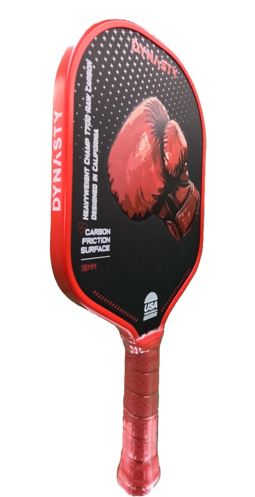 Dynasty Heavyweight Champ T700 Triple-Layer Raw Carbon Fiber + Carbon Friction Surface 16mm Tennis-Shaped Aerodynamics *Gen 3.5 Pickleball All-Court Paddle* (Red Crimson)