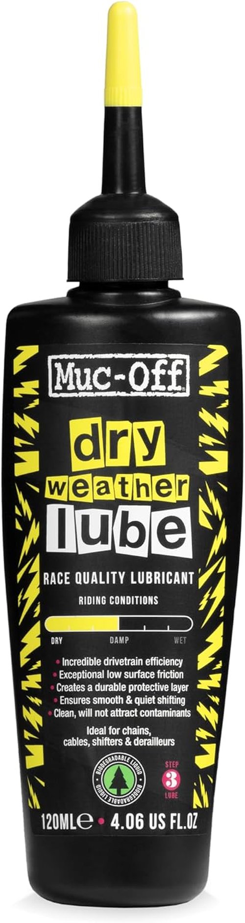Muc-Off Bio Dry Bike Chain Lube - Wax-Based Formula for Smooth Shifts | Includes Microfiber Cloth