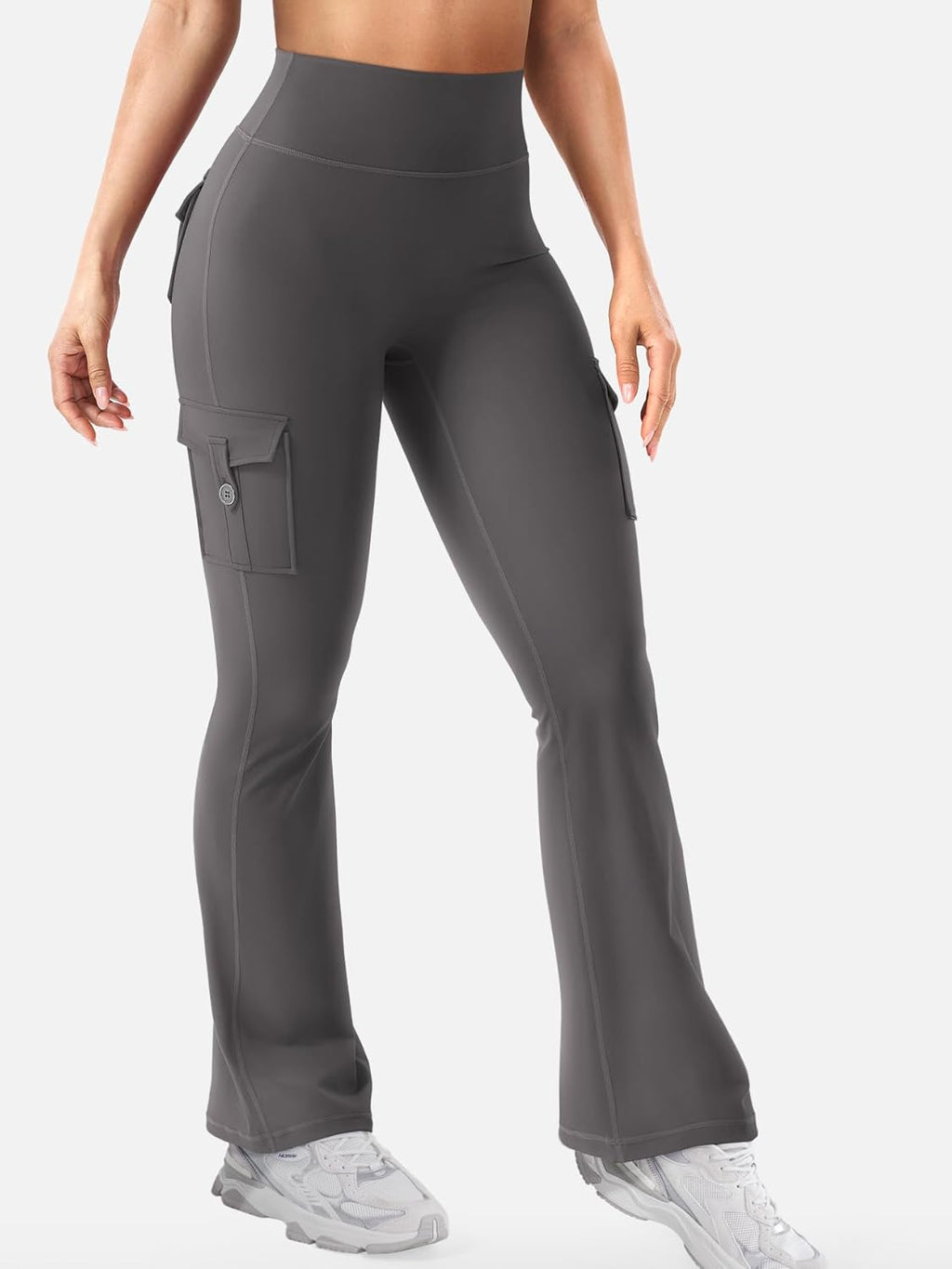YEOREO CoreFlex Women's High Waisted Flare Leggings - Scrunch Design with Hidden Pockets | Gym & Yoga