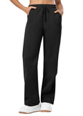 Willit Womens Fleece Lined Sweatpants Cotton Straight Leg Sweat Pants Winter Running Casual Yoga Lounge Workout Pockets 31'' Black Medium