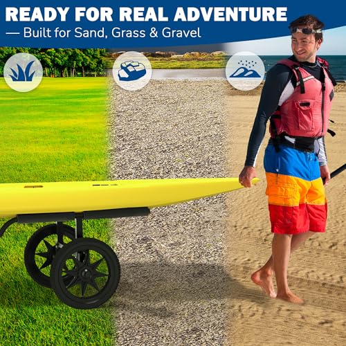Heavy-Duty Kayak Cart with 16-Inch No-Flat Wheels, Adjustable Canoe Dolly Support up to 300 lbs