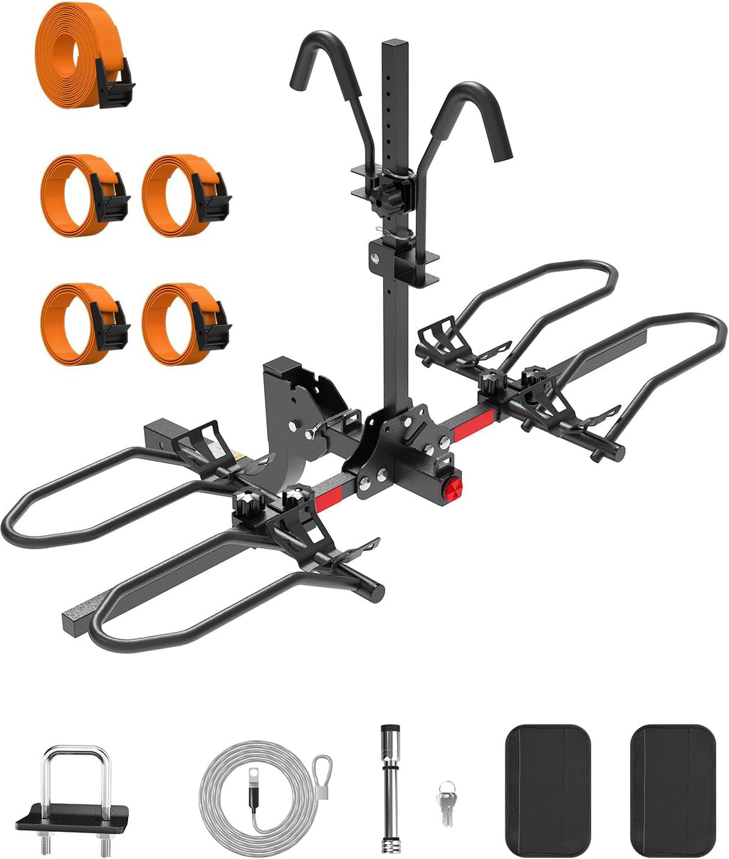 PAULINN Heavy-Duty Ebike Rack - 2-Bike Folding Bicycle Carrier for SUVs & Cars | 200 LBS Capacity, 2” Hitch Receiver