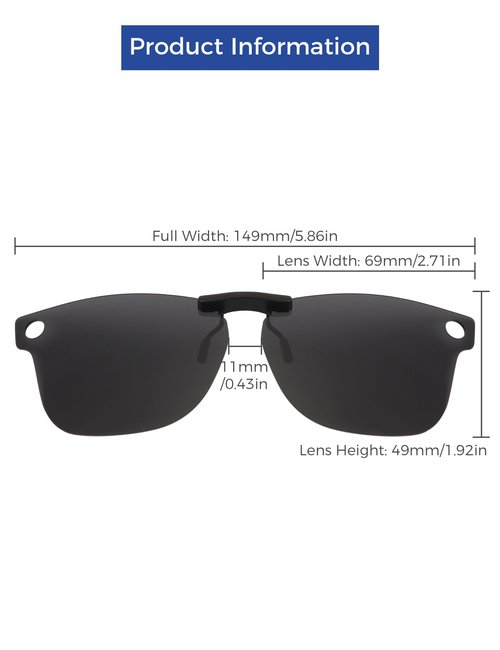 HILEEN Polarized Clip-on Sunglasses for Ray-Ban Meta Wayfarer RW4008 & Gen 2 RW4012 Large 53-22 for Men Women UV Protection-Black+Ice Blue