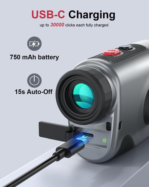 Golf Rangefinder with Slope,7X Magnification Laser Rangefinder, 1300Yards Rechargeable Range Finders Golfing with Flag Lock Vibration,Speed Mode for Hunting Shooting (Grey)