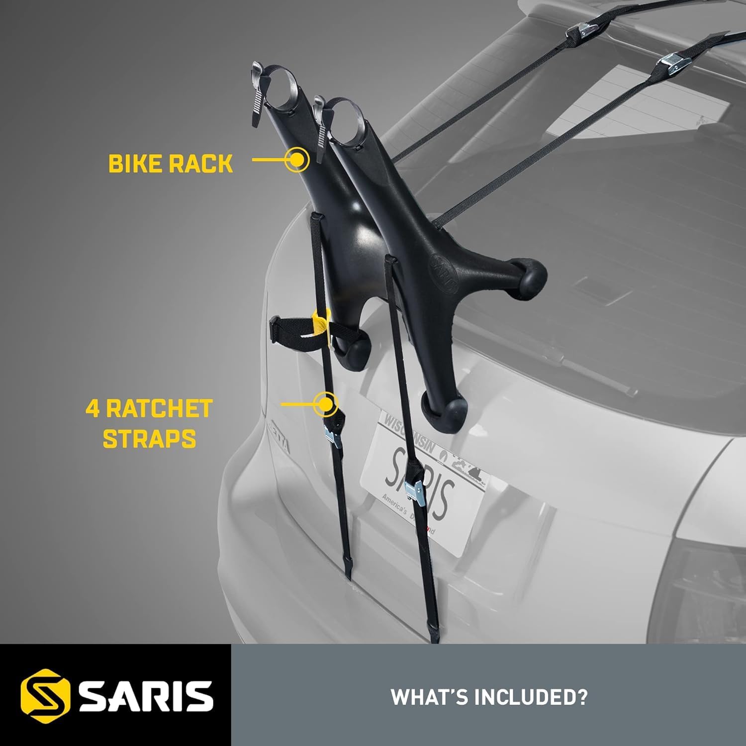 Saris Solo Bike Rack - Lightweight Trunk Mount 1-Bike Carrier for Cars & SUVs - Tool-Free & Compact