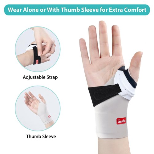 Gambo CMC Thumb Brace for Osteoarthritis, Anti-Crack Design for Joint Pain, Tendonitis, and Arthritis Relief - Lightweight Thumb Splint Stabilizer for Active (Small, Right Hand)