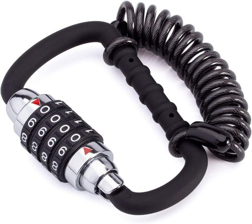MEETLOCKS Motorcycle Helmet Cable Lock - 4-Digit Combination, Resettable Anti-Theft Design