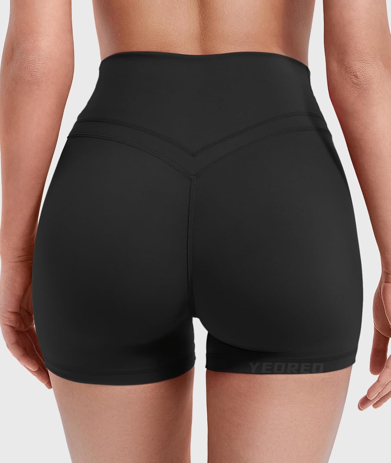 YEOREO Women's High Waisted Gym Workout Shorts - Tummy Control & Hidden Scrunch | 4.5" Booty Shorts