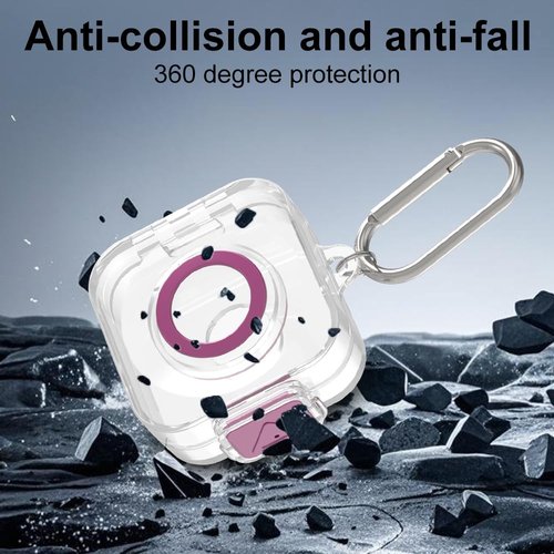 for Oura Ring Gen 4 Charger Protector Case,Clear Soft TPU Protective Case Cover with Keychain (Purple)