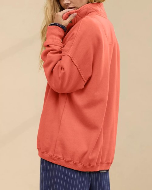 Gacaky Oversized Casual Sweatshirt - Long Sleeve Button Henley Neck Pullover for Women