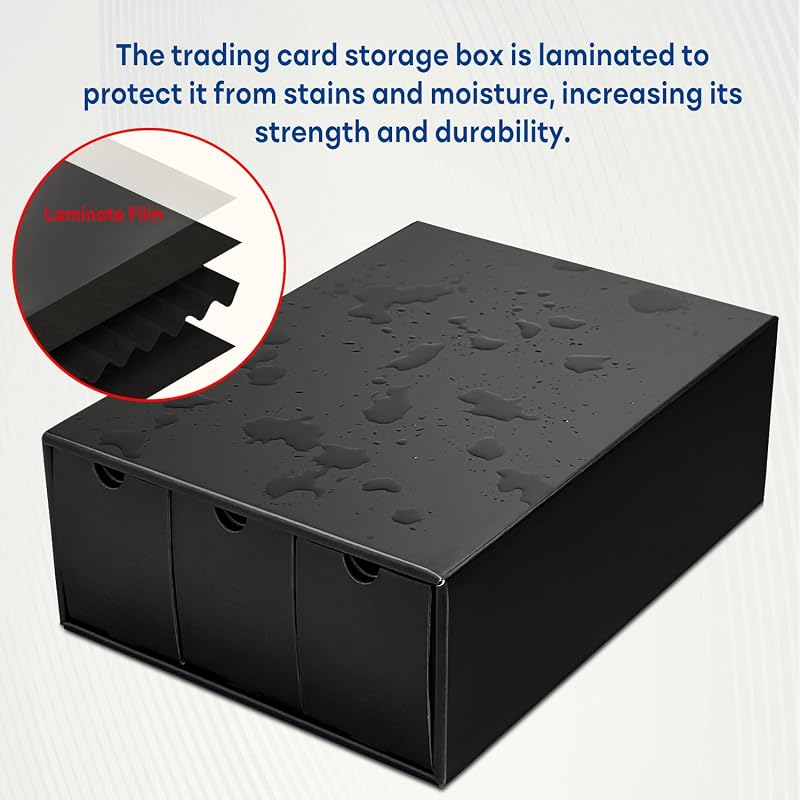 12-Drawer Trading Card Storage Box with 50 Dividers - MTG, Baseball & Sports Cards Collector Box (Black, 12 Drawers)