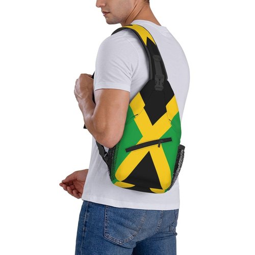 WENNGNGT Jamaica Flag Sling Bag For Women Men Jamaican Patriotic Crossbody Backpack Chest Daypack Adjustable Shoulder Bag For Hiking Travel