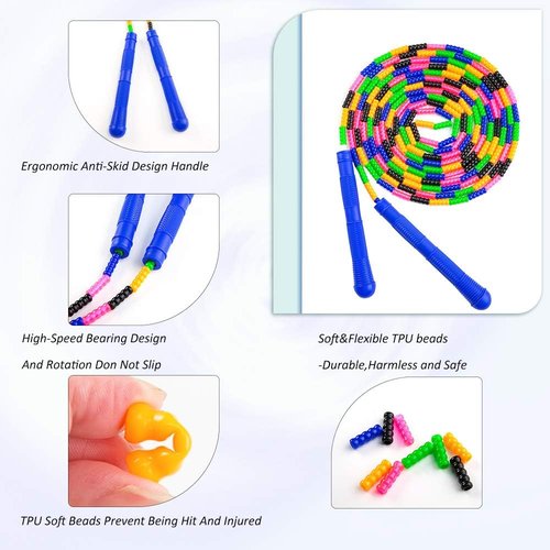 Long Double Dutch Jump Rope - 16 Ft | 2 Pack for Kids & Adults - Beaded Segmented Design