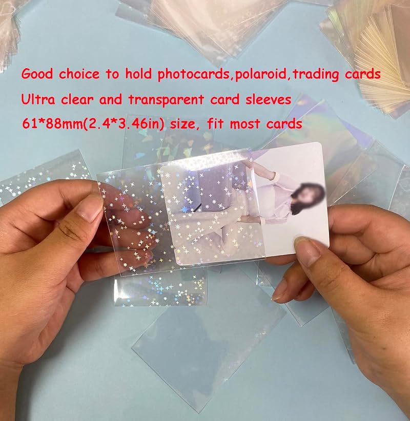 2.4x3.5in 300 Pcs Kpop Photocard Sleeves Laser Holographic Card Protectors