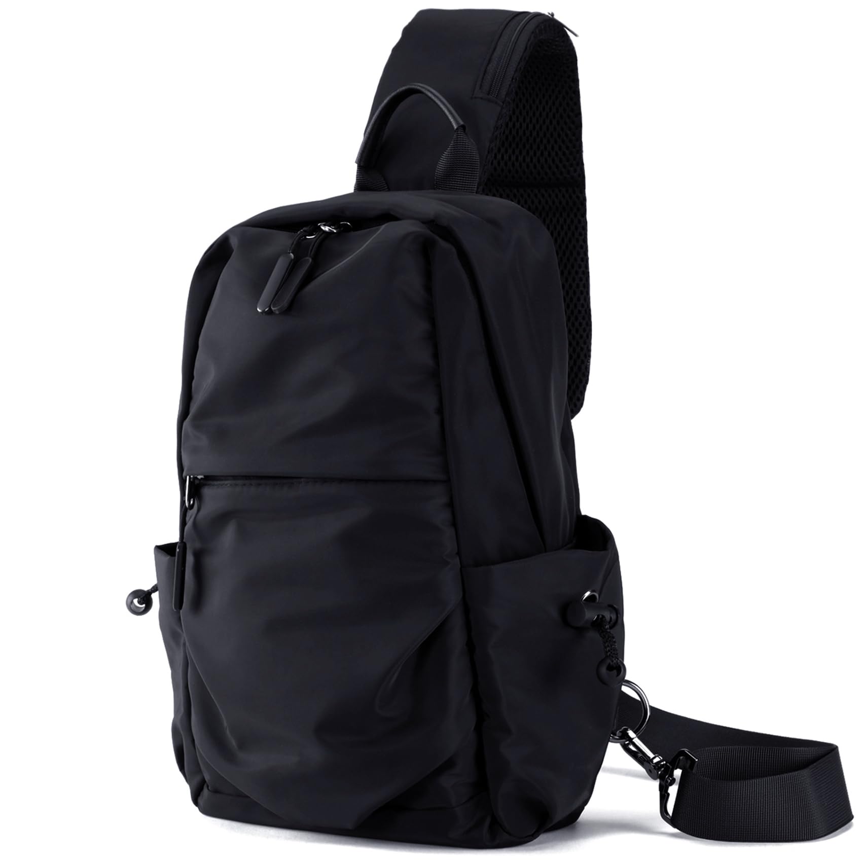 Seoky Rop Men Women Sling Bag Backpack Lightweight Water Resistant Small Chest Shoulder Crossbody Bags for Walking Travel Cycling Black