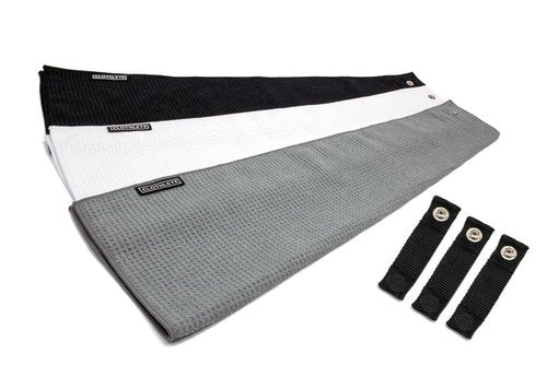 Clothlete Magnetic Greenside Microfiber Golf Towel, Towels & 3 Magnet Attachments - Pack of 3 (16 inch x 24 inch)