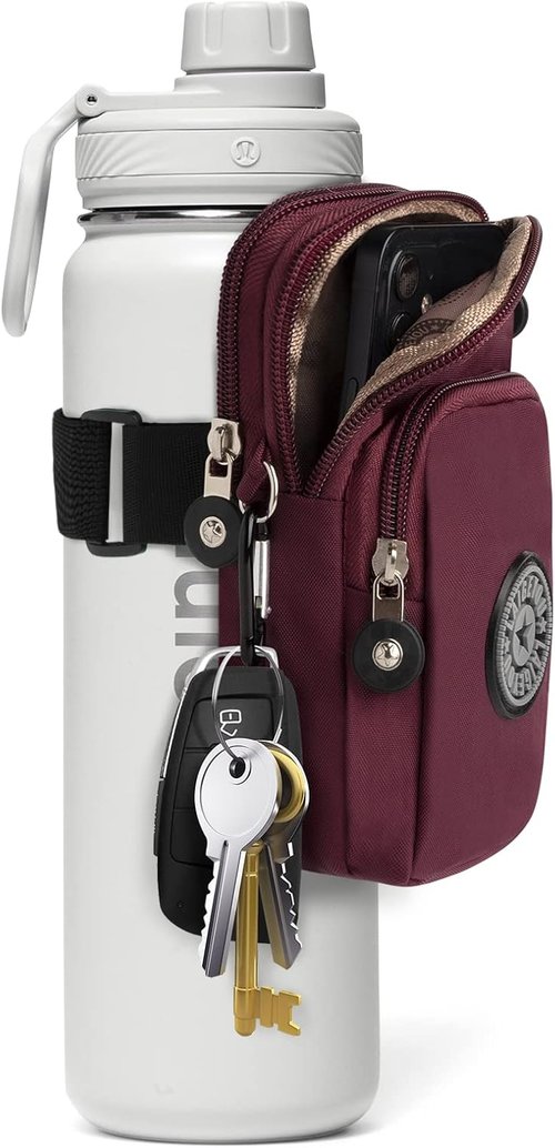 Gym Water Caddy - Phone Holder & Water Bottle Sleeve Bag with Pocket for Cards & Keys