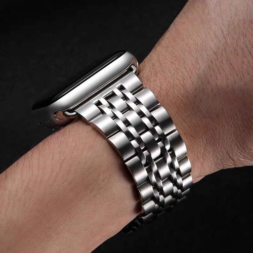 Mtozon Stainless Steel Bands Compatible with Fitbit Sense/Versa 3, Replacement Classic Metal Wristband for Men Silver