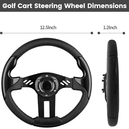 Golf Cart EZGO Steering Wheel, Fit EZGO TXT RXV, Club Car DS Precedent Tempo, Yamaha G2-G29 Most Golf Cart, Universal Golf Cart Steering Wheel, Ergonomic Design, PVC Material