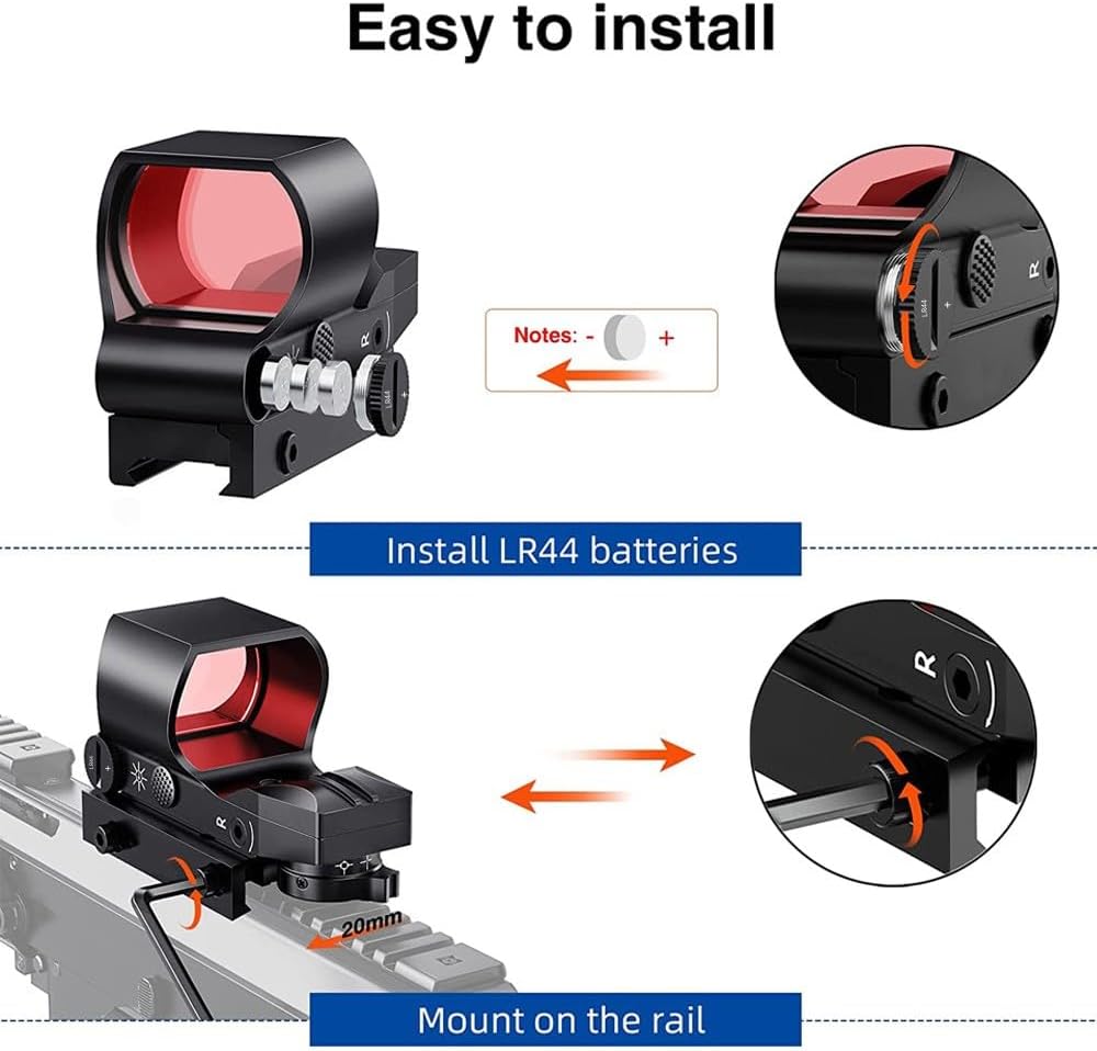 Red Dot Sight - Skiennix Reflex Sight with 4 Adjustable Reticles for 20mm Picatinny Rail