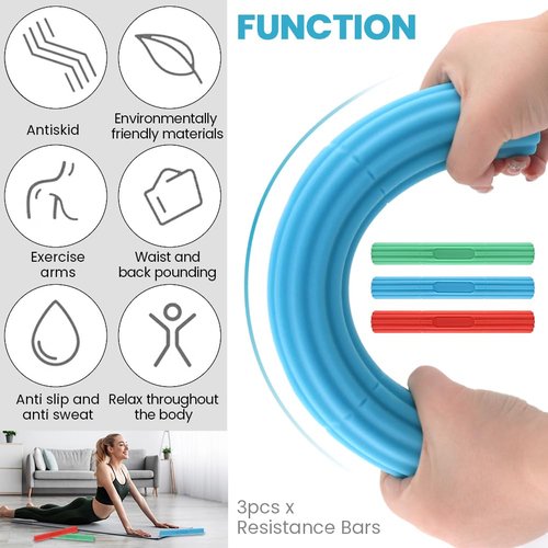 3 Pcs Flex Resistance Bars,Twist Obstruction Hand Grip Strength Trainer Resistance Bars for Golfers Elbow Tendonitis Wrist and Forearms Pain Relief(Light Green Blue Orange)