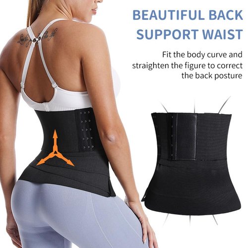 Meichoon Waist Trainer for Women Tummy Control Bandage Wrap Trimmer Workout Girdle 500CM/16.4FT Black