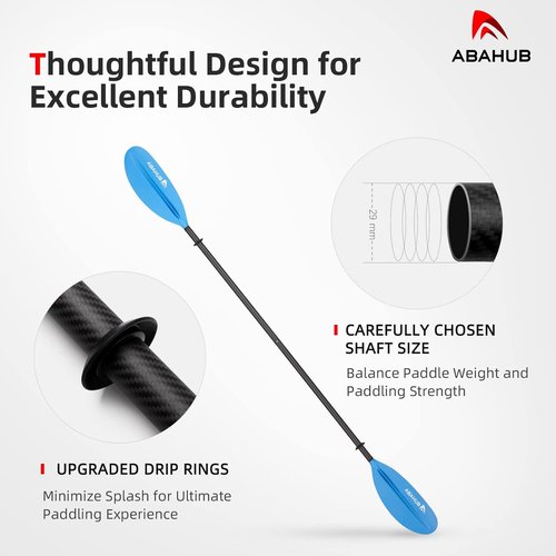 Abahub Carbon Kayak Paddles - 90.5-Inch Lightweight Oars with Free Paddle Leash | Multiple Colors Available