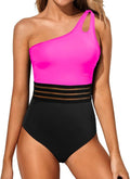 Holipick One Shoulder One-Piece Swimsuit - Tummy Control & Modest Full Coverage Swimwear