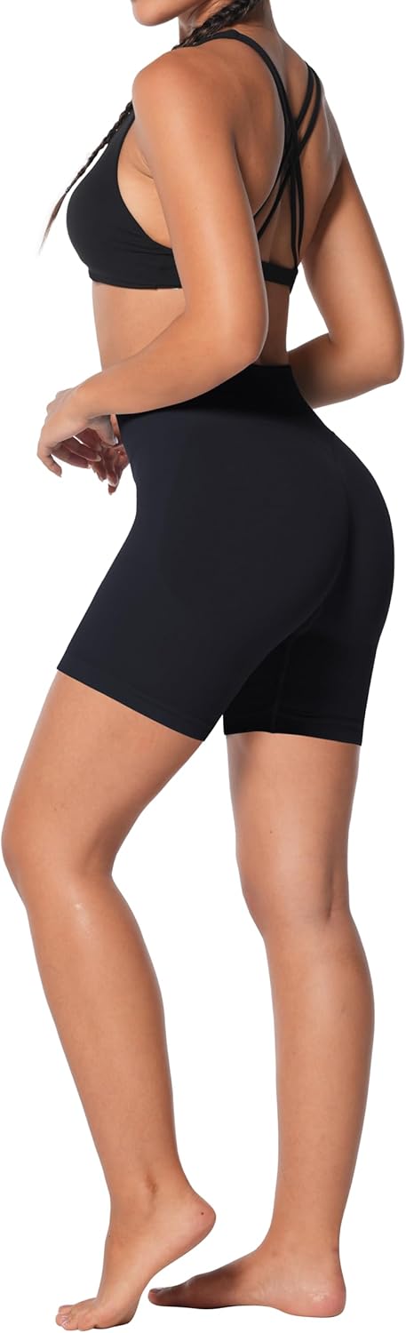 Sunzel Seamless Scrunch Butt Biker Shorts - High Waisted Booty Lifting Yoga & Gym Shorts with Tummy Control