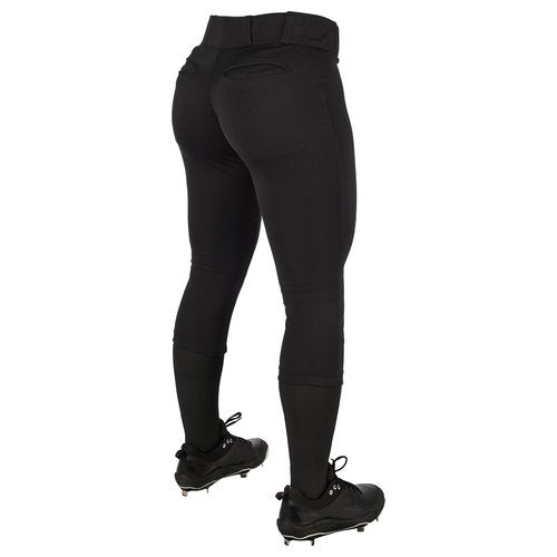 CHAMPRO Women's Tournament Traditional Low-Rise Polyester Softball Pant, Medium, Black
