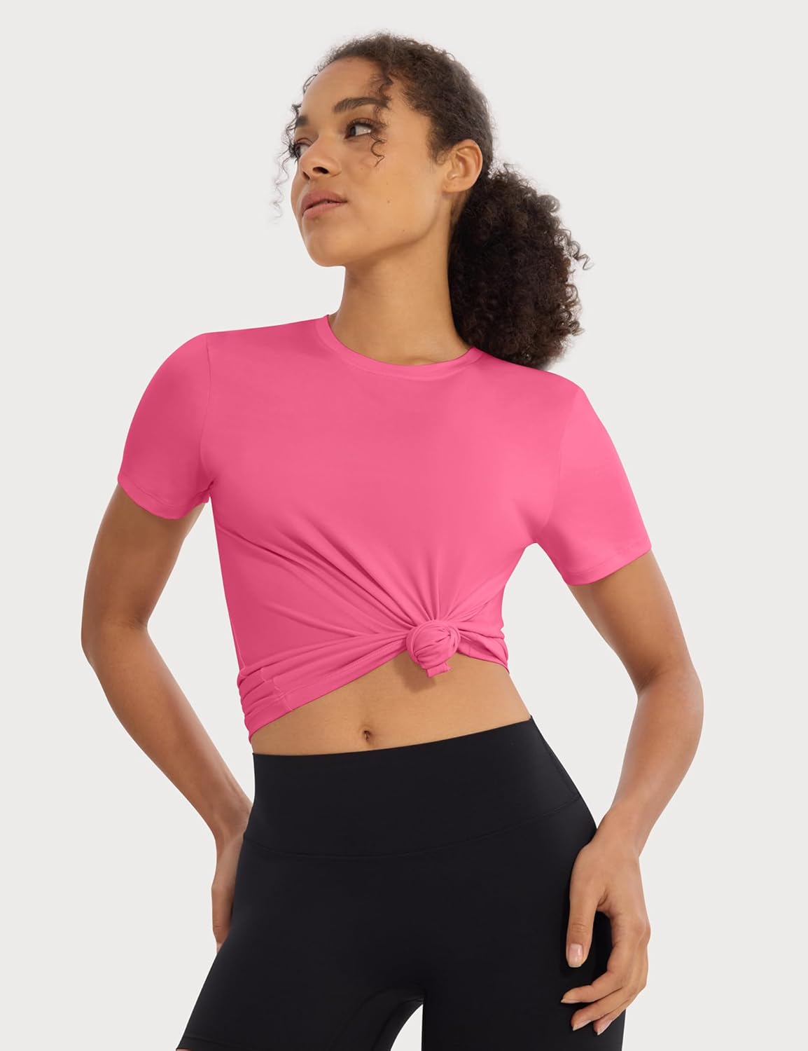 Skiennix 5 Pack Workout Tops for Women - Crew Neck Dry Fit Athletic T-Shirts for Gym & Yoga