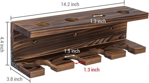 MyGift Wood Baseball Bat Holder - Wall-Mounted Display Shelf for Sports Memorabilia & Collectibles