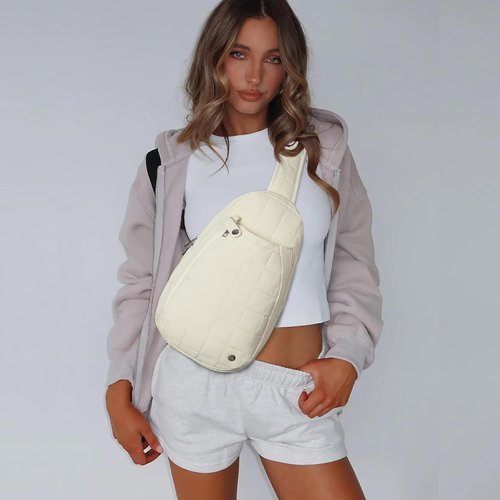 CLUCI Pickleball Bag for Women, Quilted Crossbody Bags for Women Men, Puffer Travel Sling Bag