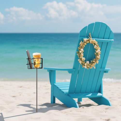 QCF Outdoor Cup Holders Beach Metal Drink and Phone Holder,Portable Heavy Duty 4-Piece Beer & Beverage Stakes Set,Suitable for Oudoors Activitie,Camping & Picnics,Yard Party,Holds Cans,Bottles & Cups