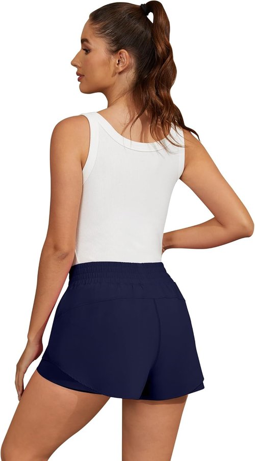 FireSwan Women's 2-in-1 Running Shorts - High Waisted, Quick Dry, Flowy Athletic Gym Shorts with Pockets