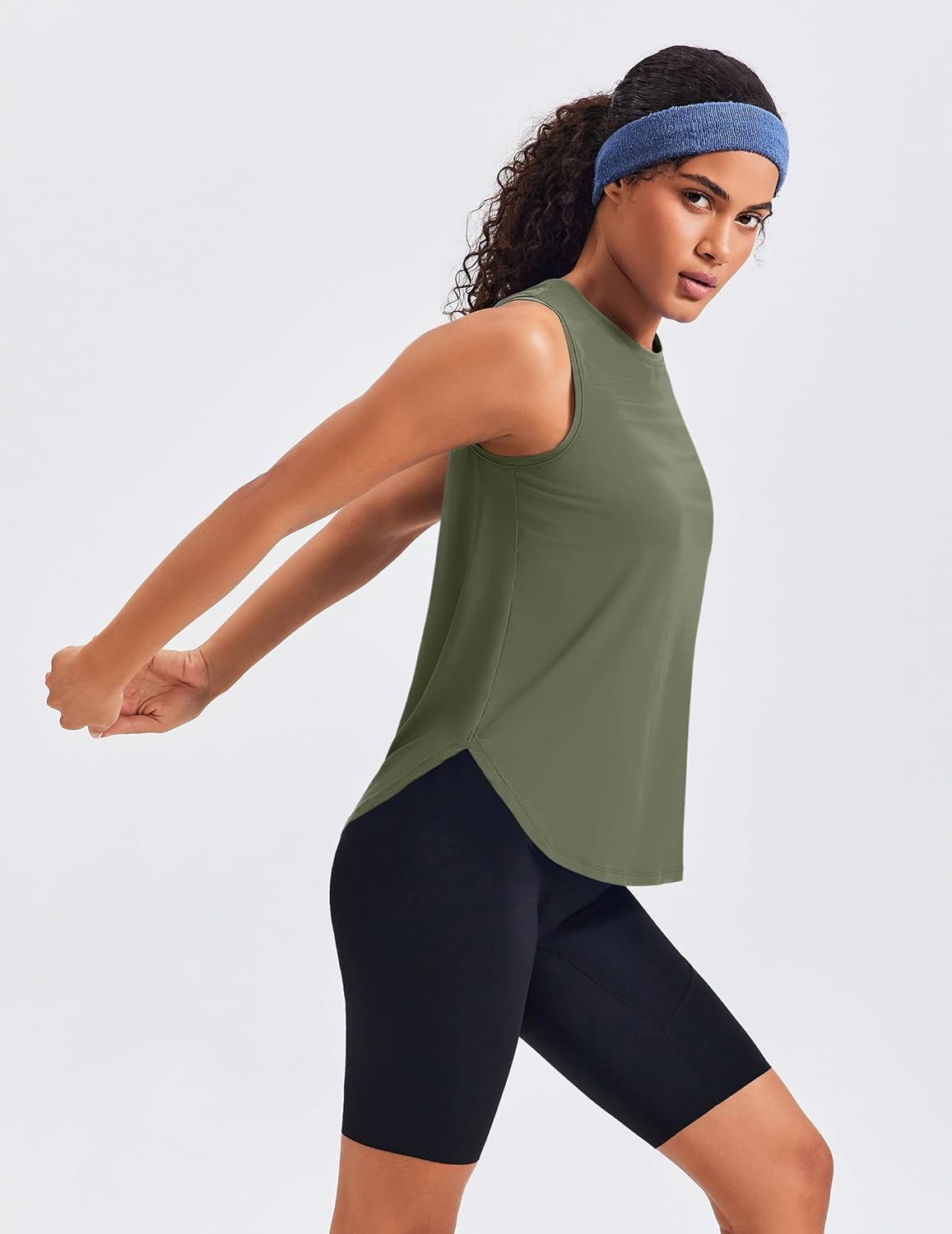 PINSPARK Women's Workout Tank Tops - Soft Sleeveless Yoga Shirts with Back Pleat & UPF 50+ | Loose Fit, Ideal for Running & Gym