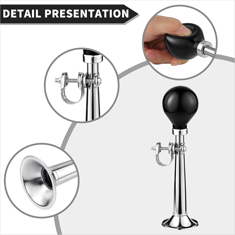 Bike Horn for Adults Classic Aluminum Squeeze Clown Horn 2Pcs - Fits All Bicycle Handlebar