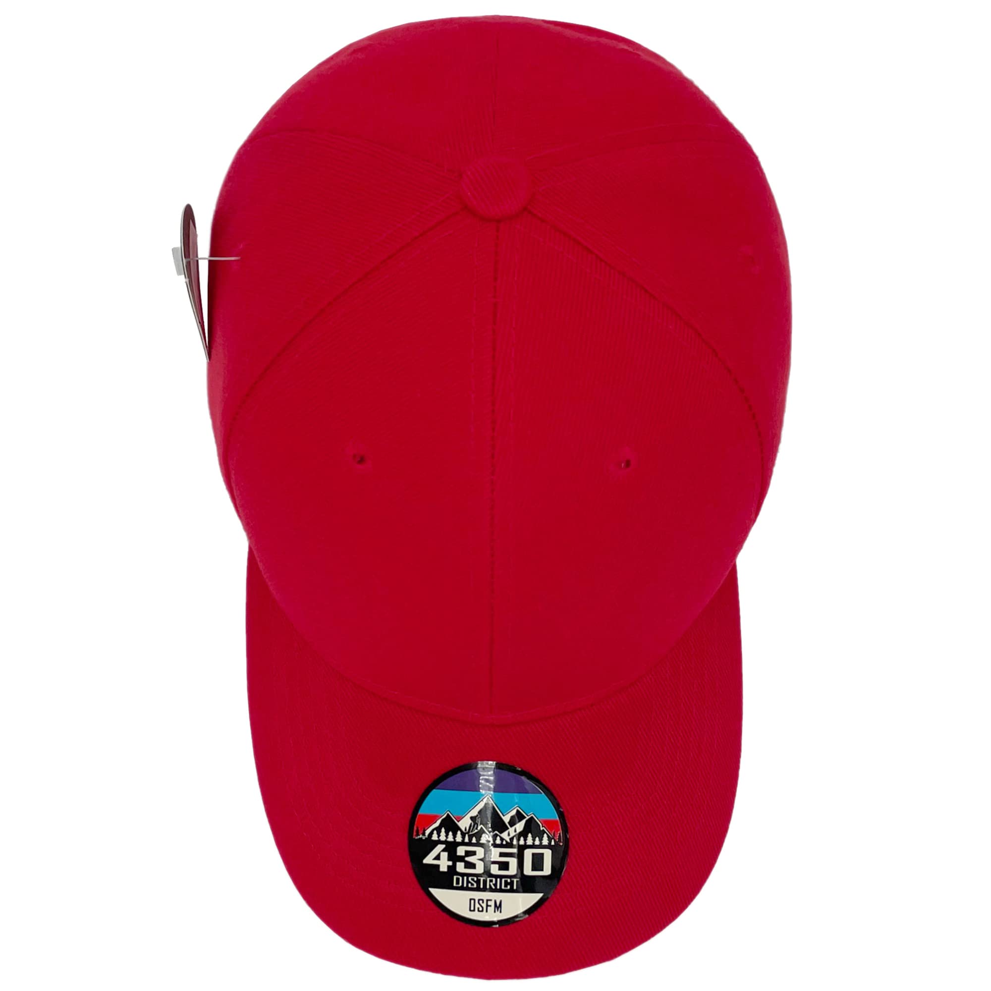4350 DISTRICT Unisex-Adult Plain Solid Curved Baseball Cap (Y4361-RED)