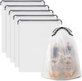 COIDEA Waterproof Travel Drawstring Shoe Bags - 5 Clear Packing Essentials for Men & Women, 15.7 x 11.8 Inches