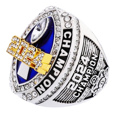 noblehead 2024 Fantasy Football Championship Ring | Heavy FFL Champion Ring | Gold Silver Tone Plated Award Trophy for Fantasy Football League Winner (Ring and Stand Together, Size 11)