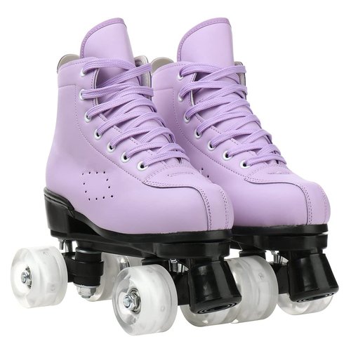 Womens Roller Skates Classic High-top Double-Row Leather Adult Roller Skates Outdoor Four Wheel Double Skates for Girls Unisex 35=US:5