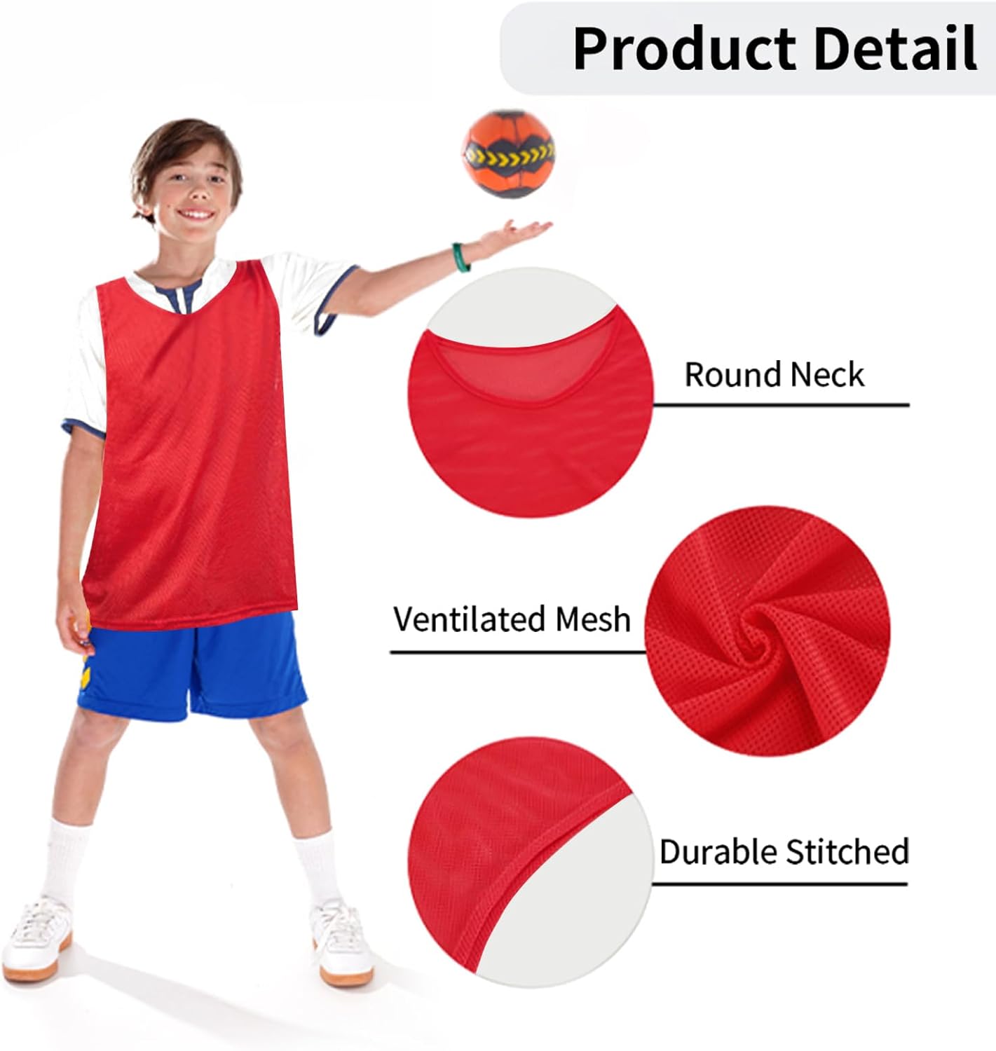 Pro Training | 12 Pack High-Visibility Mesh Pinnies for Youth & Adult Soccer, Basketball, Volleyball Teams