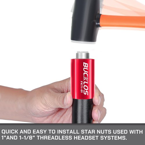 BUCKLOS Bike Fork Star Nut Setting Install Tool with Free Star Nuts and Spare Special Screws for 1", 1-1/8" Threadless Fork Tubes and Headset System, Stainless Steel Bicycle Star Nut Installation Tool