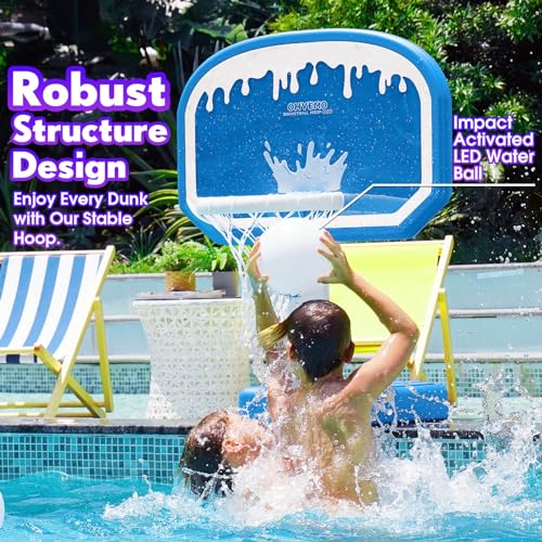 LED Pool Volleyball & Basketball Set - 2-in-1 Light-Up Pool Game with Remote & Durable Hoops