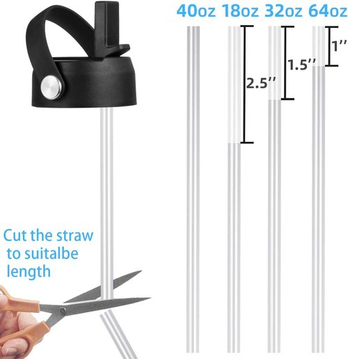 Hydro Flask Straw Lid - Flexible Handle & Straws for 32/40 oz Wide Mouth Bottles